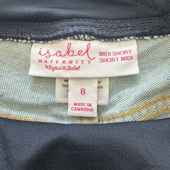 Maternity Denim Shorts with Black Stretch Panel - Picture 6 of 6